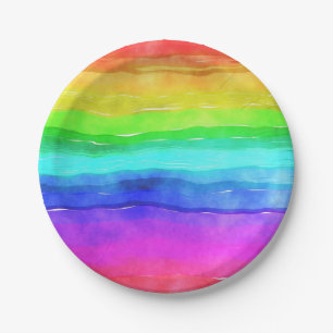 Gedekte regenboog papieren bordje