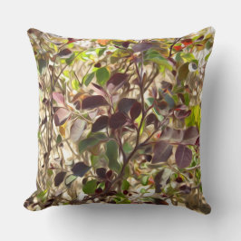 Gedekte rode groene bladeren en bijkantoren kussen