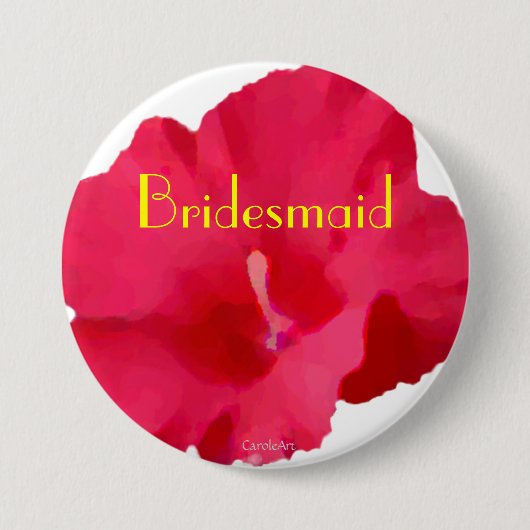 Gedekte rode hibiscus ronde button 7,6 cm (Voorkant)