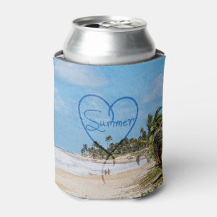 Gedekte "Summer" Heart Typography Beach Scene Blikjeskoeler