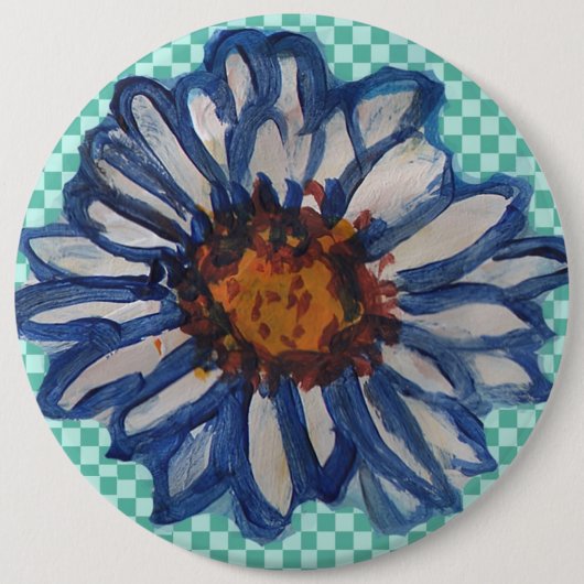 Gedekte Tijden, op Blauwgroen Gecontroleerde Achte Ronde Button 6,0 Cm (Voorkant)