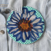 Gedekte Tijden, op Blauwgroen Gecontroleerde Achte Ronde Button 6,0 Cm (In situ)