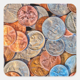 Gedekte valuta vierkante sticker