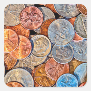 Gedekte valuta vierkante sticker