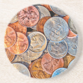 Gedekte valuta zandsteen onderzetter