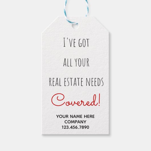 Gedekte vastgoedbehoeften cadeaulabel (Voorkant)