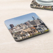 Gedekte Victoriaans huizen voor dames in San Franc Bier Onderzetter (Linkerzijde)