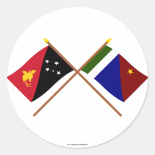 Gedekte vlaggen van de provincie PNG en de provinc Ronde Sticker