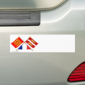 Gedekte vlaggen van Haute-Normandie & Seine-Mariti Bumpersticker (Op auto)