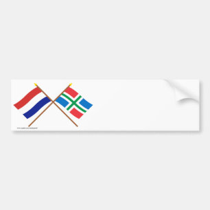 Gedekte vlaggen van Holland en Groningen Bumpersticker