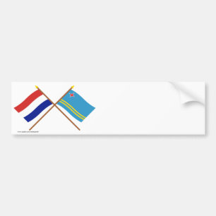 Gedekte vlaggen van Nederland en Aruba Bumpersticker