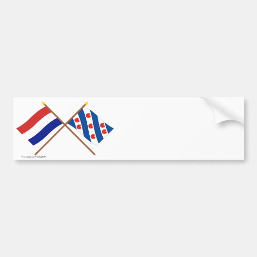 Gedekte vlaggen van Nederland en Friesland Bumpersticker (Voorkant)