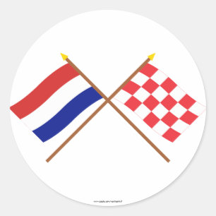 Gedekte vlaggen van Nederland en Noord-Brabant Ronde Sticker