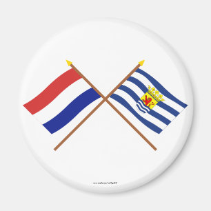Gedekte vlaggen van Nederland en Zeeland Magneet
