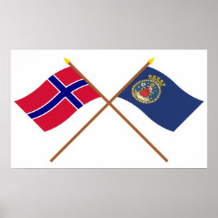 Gedekte vlaggen van Noorwegen en Oslo Poster