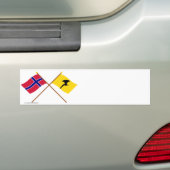 Gedekte vlaggen van Noorwegen en Telemark Bumpersticker (Op auto)