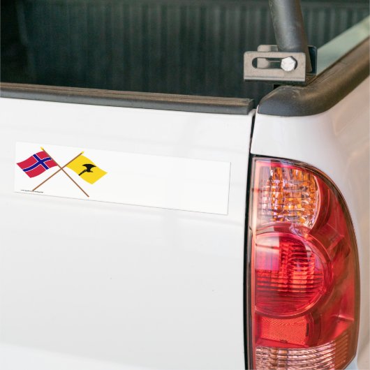Gedekte vlaggen van Noorwegen en Telemark Bumpersticker (Op Truck)