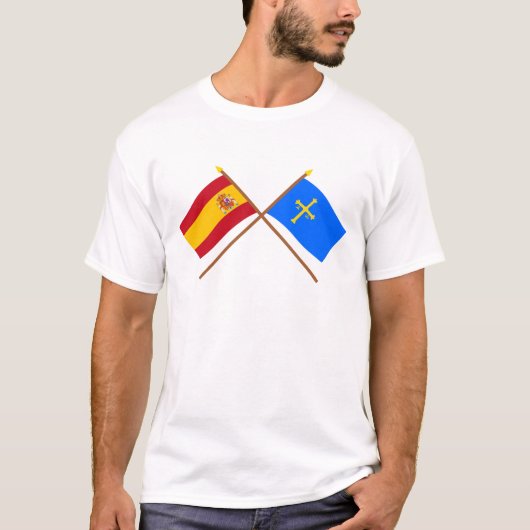 Gedekte vlaggen van Spanje en Asturië T-shirt (Voorkant)