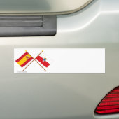 Gedekte vlaggen van Spanje en Cantabrië Bumpersticker (Op auto)