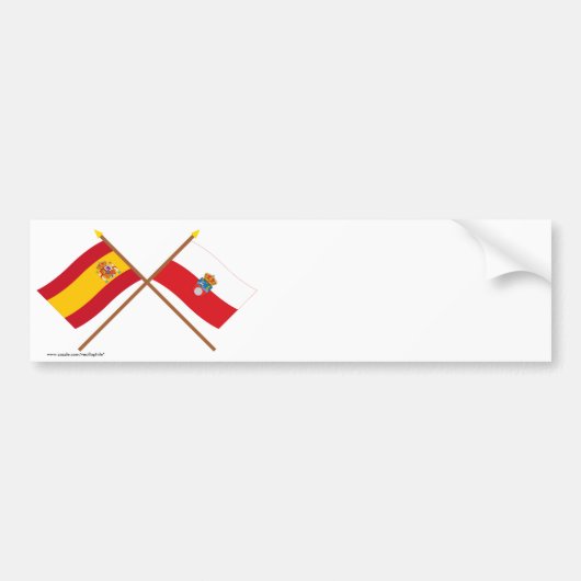 Gedekte vlaggen van Spanje en Cantabrië Bumpersticker (Voorkant)