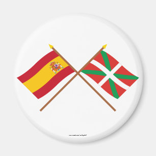 Gedekte vlaggen van Spanje en País Vasco (Euskadi Magneet