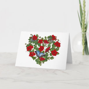 Gedekte vlinder in Petunia Heart Kaart