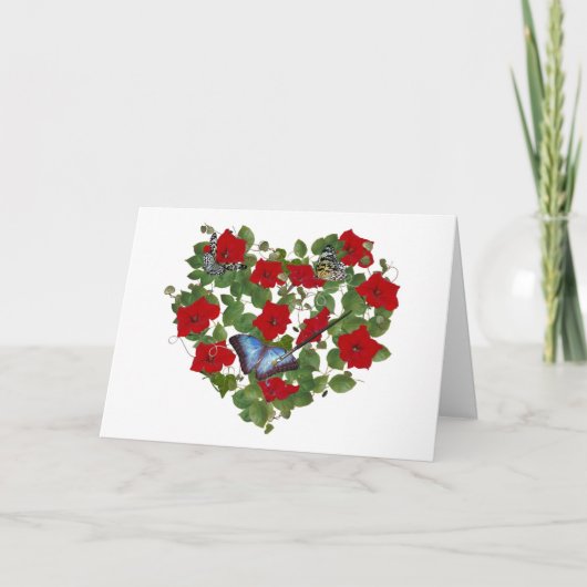 Gedekte vlinder in Petunia Heart Kaart (Voorkant)