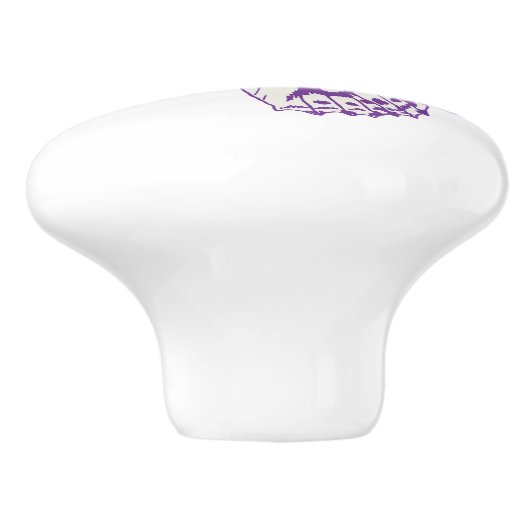 Gedekte vlindervlinder paarse inkt deurknop keramische knop (Zijkant)