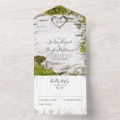 Gedekte vogelboom Heart Rustic Country Wedding All In One Uitnodiging (Binnen)
