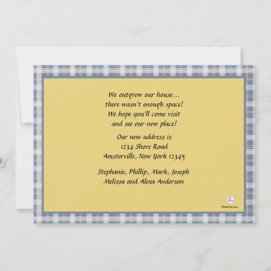 Gedekte vogelhuizen die aankondiging verplaatsen (Achterkant)