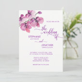Gedekte Waterverf Paarse Floral Orchids Wedding Kaart (Staand voorkant)