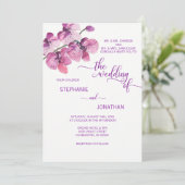 Gedekte Waterverf Paarse Floral Orchids Wedding Kaart (Staand voorkant)