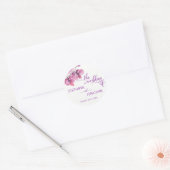 Gedekte Waterverf Paarse Floral Orchids Wedding Ronde Sticker (Envelop)