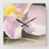 Gedekte Waterverf snijbloem kunst Vierkante Klok (Voorkant)