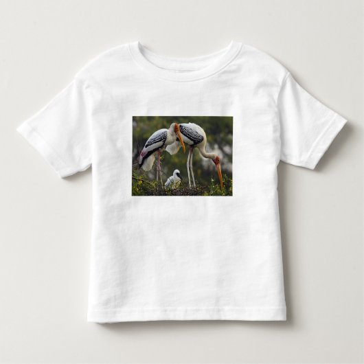 Gedekte winkels en jonge winkels op nest, Keoladeo Kinder Shirts (Voorkant)