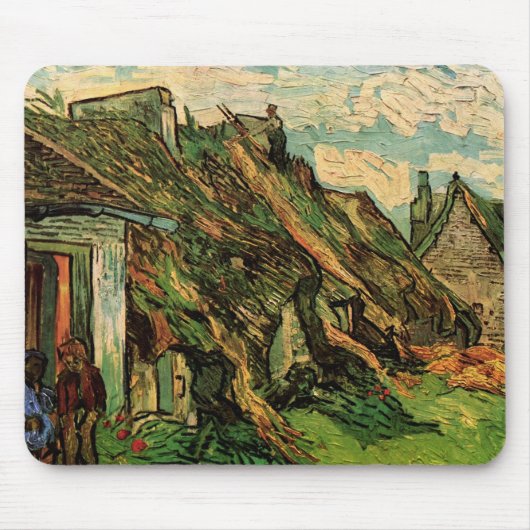 Gedekte zandsteen Cottages van Vincent van Gogh Muismat (Voorkant)