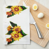 Gedekte zonnebloemen theedoek (Quarter Fold)