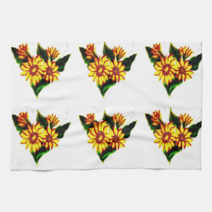 Gedekte zonnebloemen theedoek