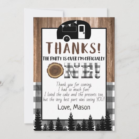 Gedekte zwarte en blanke één gelukkige Camper Dank Kaart (Voorkant)