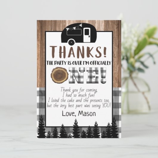 Gedekte zwarte en blanke één gelukkige Camper Dank Kaart (Staand voorkant)