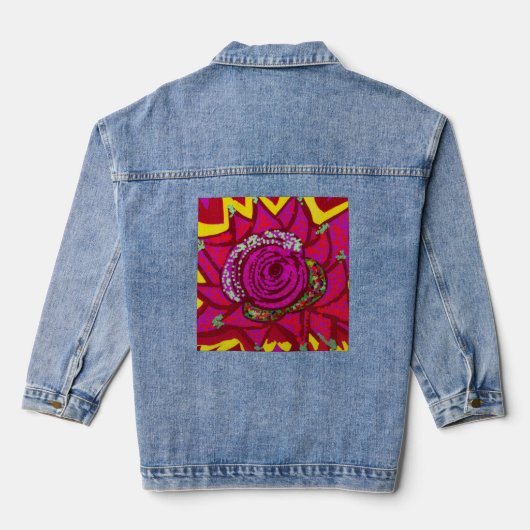Gedeliseerde roos in brand denim jacket (Achterkant)