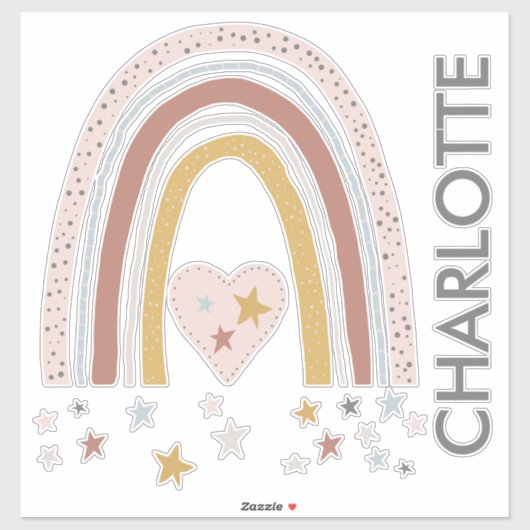 Gedemd Blush Roze regenboognevelwand Decale naam Sticker (Vel)