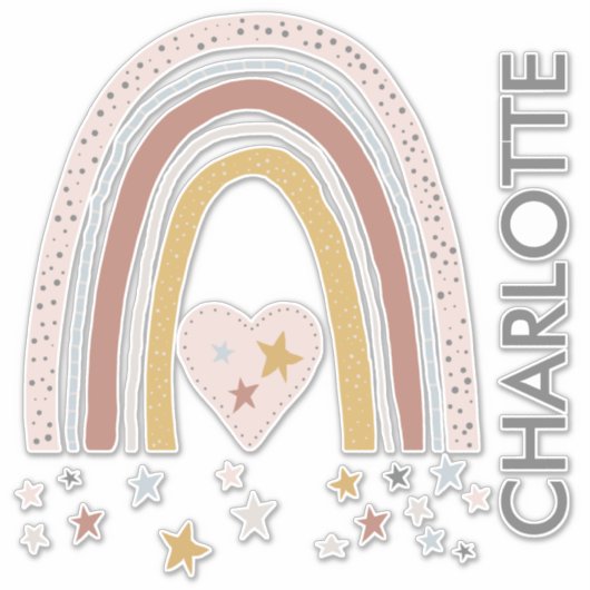 Gedemd Blush Roze regenboognevelwand Decale naam Sticker (Voorkant)