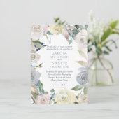 Gedemd Floral Wreath | Blauwroze geel huwelijk Kaart (Staand voorkant)