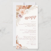 Gedemd Roos Pampas Terracotta Boho Wedding Menu (Voorkant)