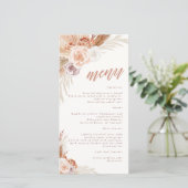 Gedemd Roos Pampas Terracotta Boho Wedding Menu (Staand voorkant)