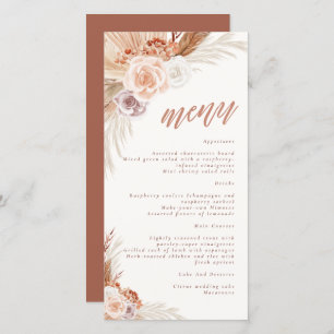Gedemd Roos Pampas Terracotta Boho Wedding Menu