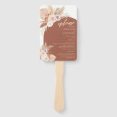 Gedemd Roos Pampas Terracotta Boho Wedding Program Handwaaier (Voorkant)