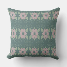 Gedemd Shades Blauwgroen en Roos Floral Pillow Kussen