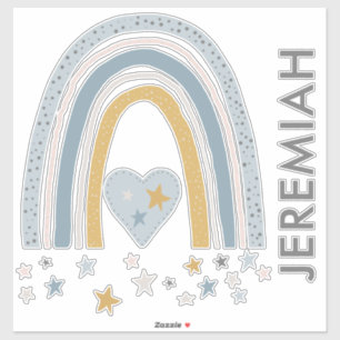 Gedemd Stusty Blue Rainbow Nursery Wall Decale Nam Sticker